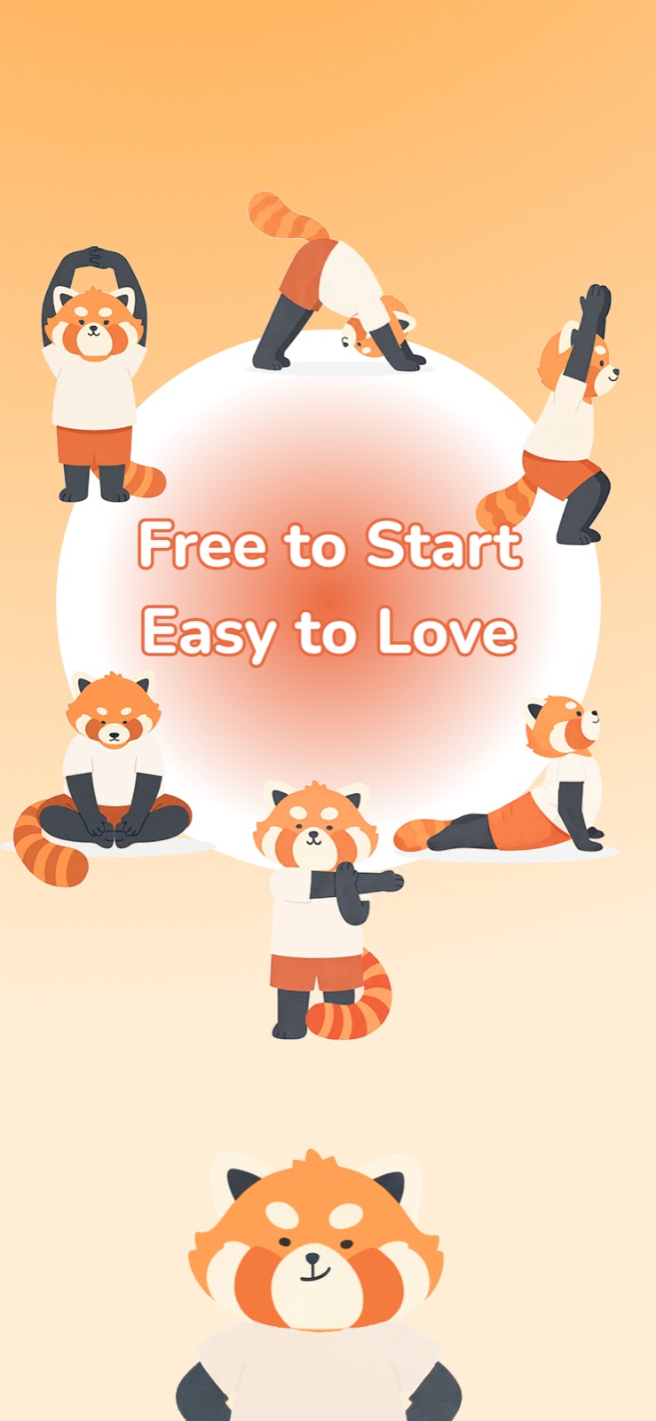SooFlow — Sooli the red panda in a collage of stretching poses, free to start